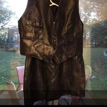 Genuine Leather Vest & Mini Skirt Set