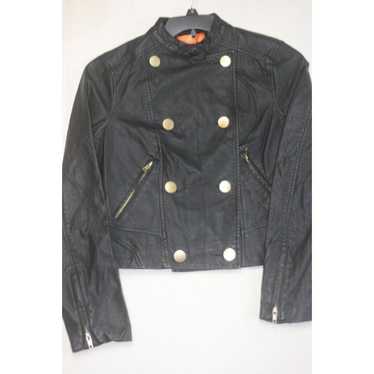 JOE FRESH Jacket Med Women Black Leather Faux Bik… - image 1