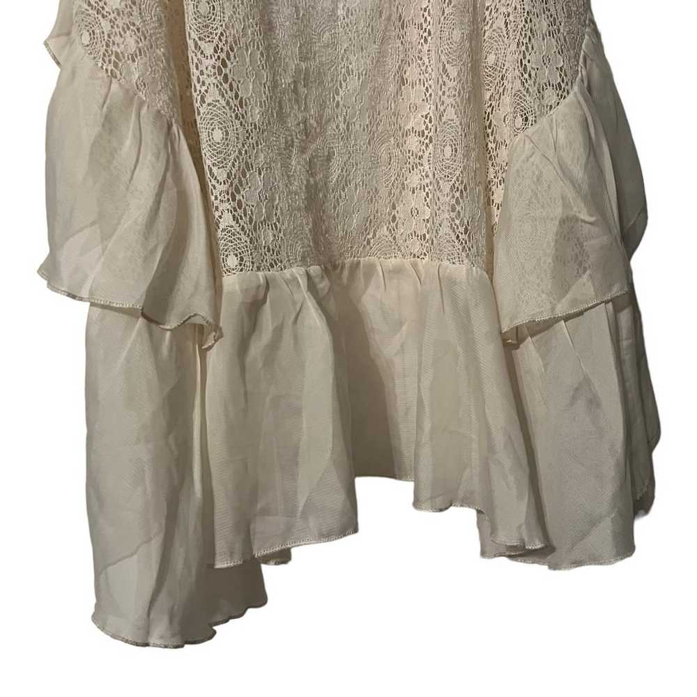 Cream Ivory Ruffle and Floral Lace Design Vest Wo… - image 9