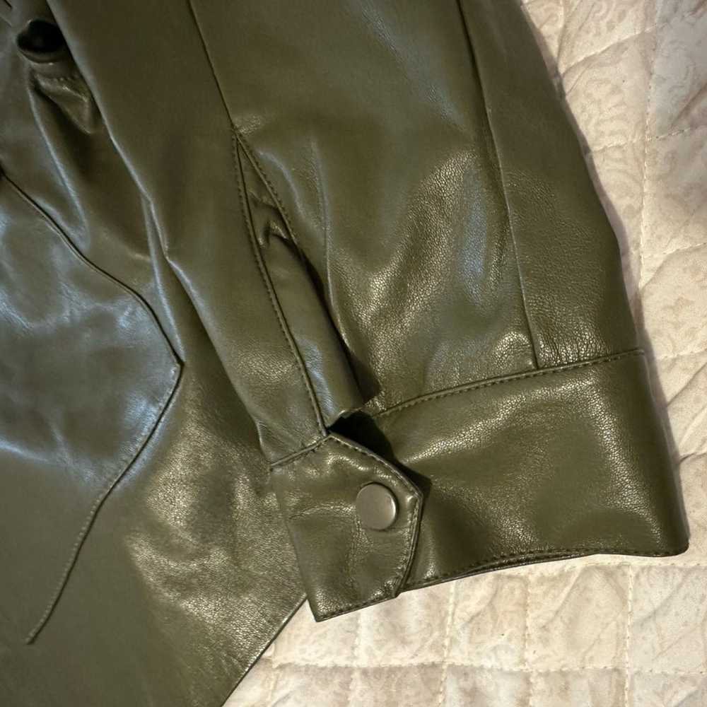 Olive Faux Leather cropped jacket - image 5