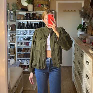 Vintage Liz Claiborne army green trucker style jac