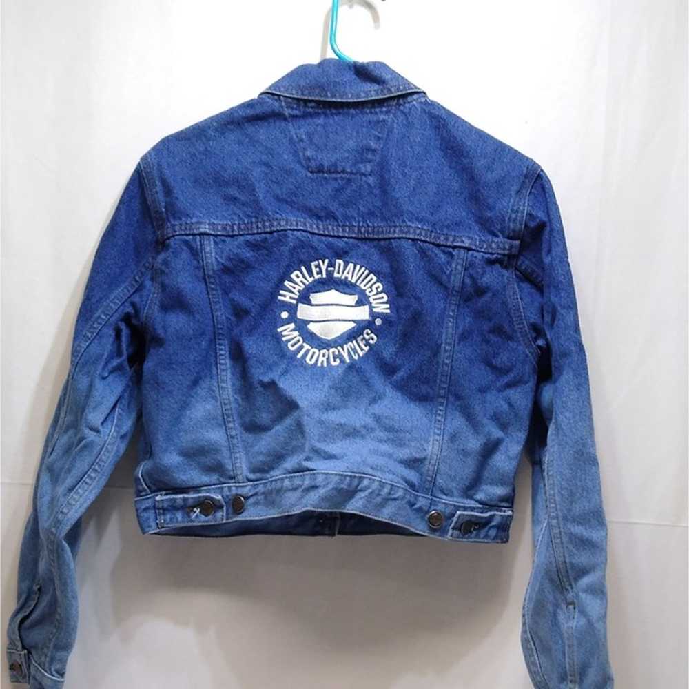 Harley Davidson Denim Jacket Women's Medium Cropp… - image 2