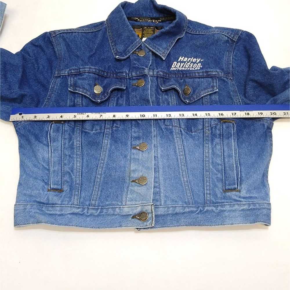 Harley Davidson Denim Jacket Women's Medium Cropp… - image 7