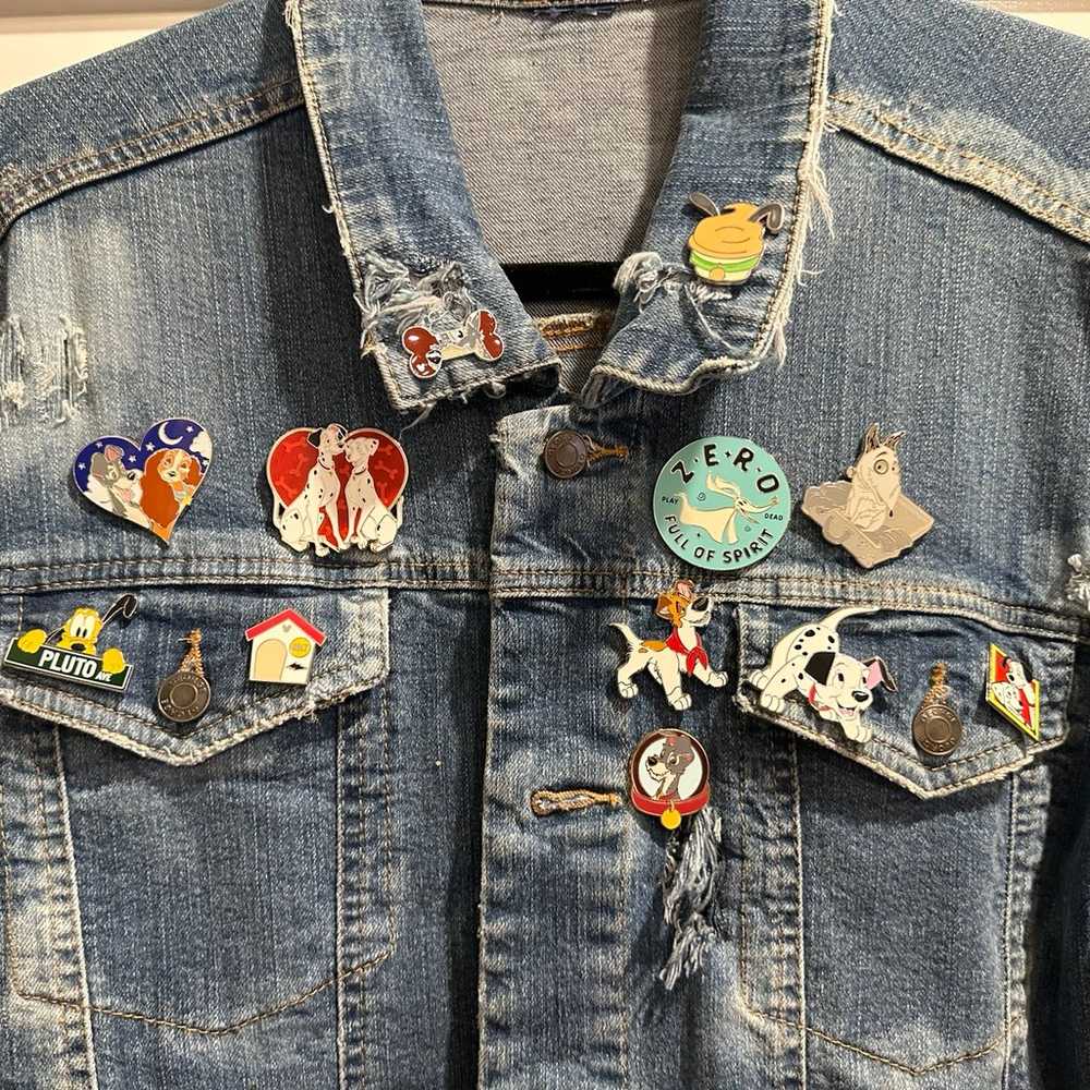 Disney Dog Pins Puppies make me happy Jean jacket - image 4