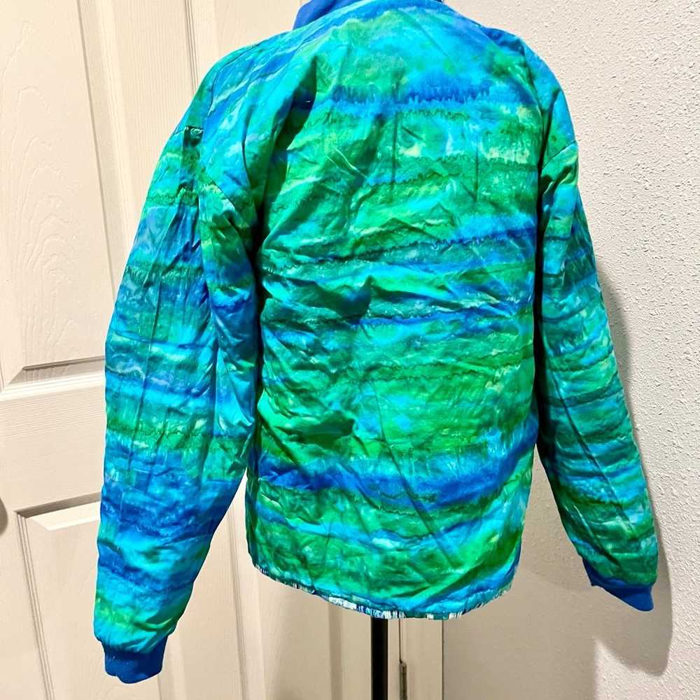 Vintage Handmade Jacket Women Blue green Patchwor… - image 7