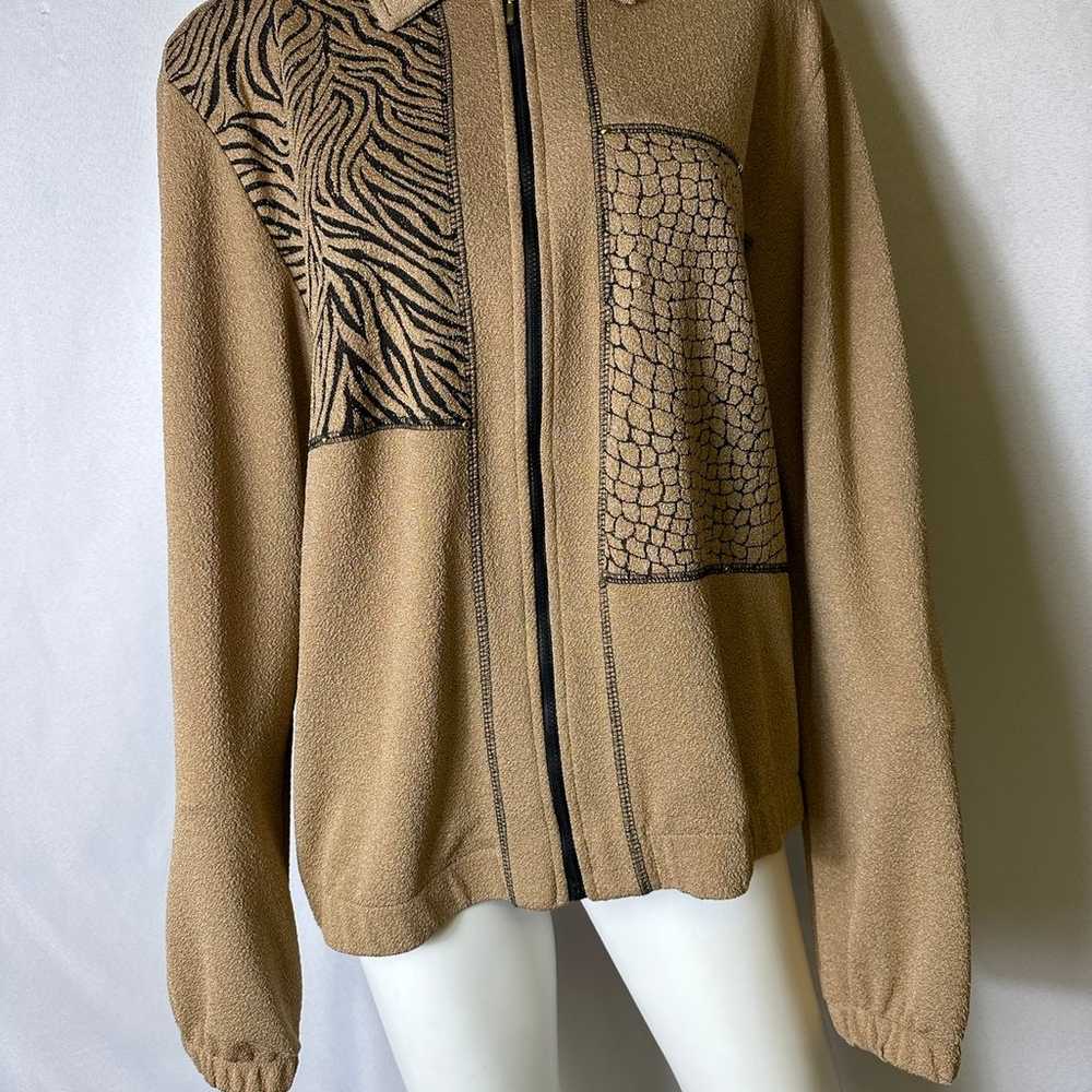 Vintage Teddi Brand Size Large Zip Up Light Tan W… - image 1