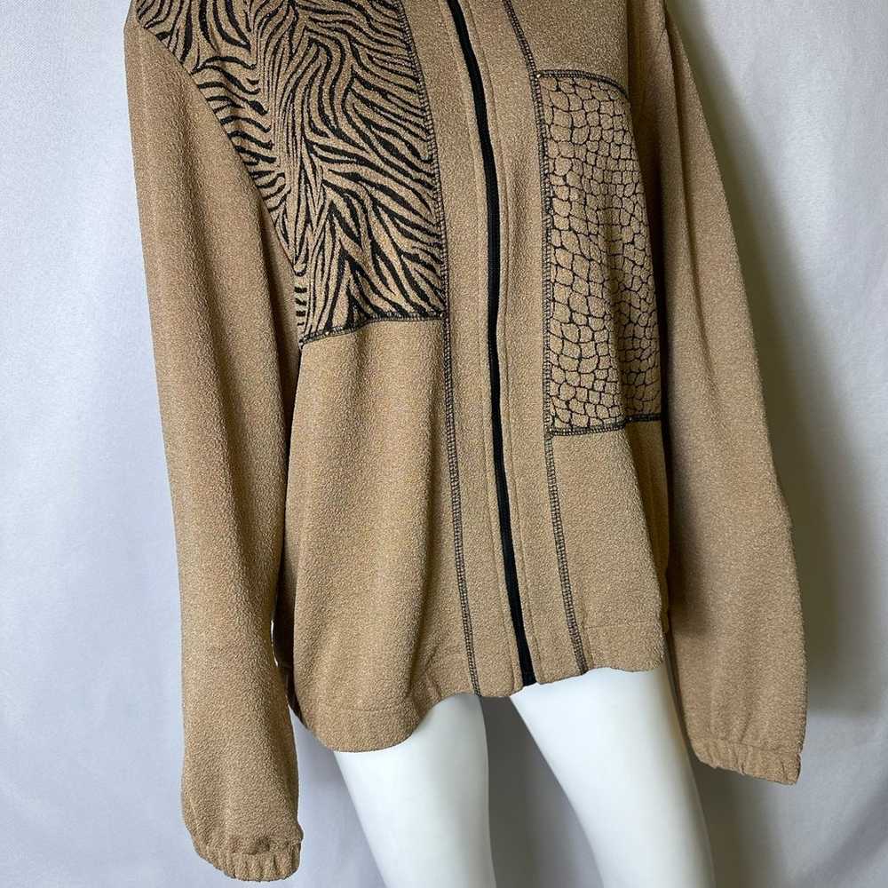 Vintage Teddi Brand Size Large Zip Up Light Tan W… - image 3