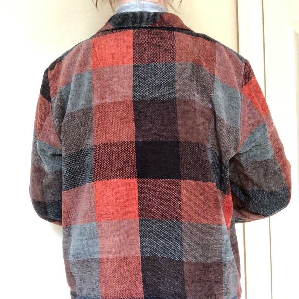 Vintage Corduroy Plaid Jacket with Engraved Metal… - image 3