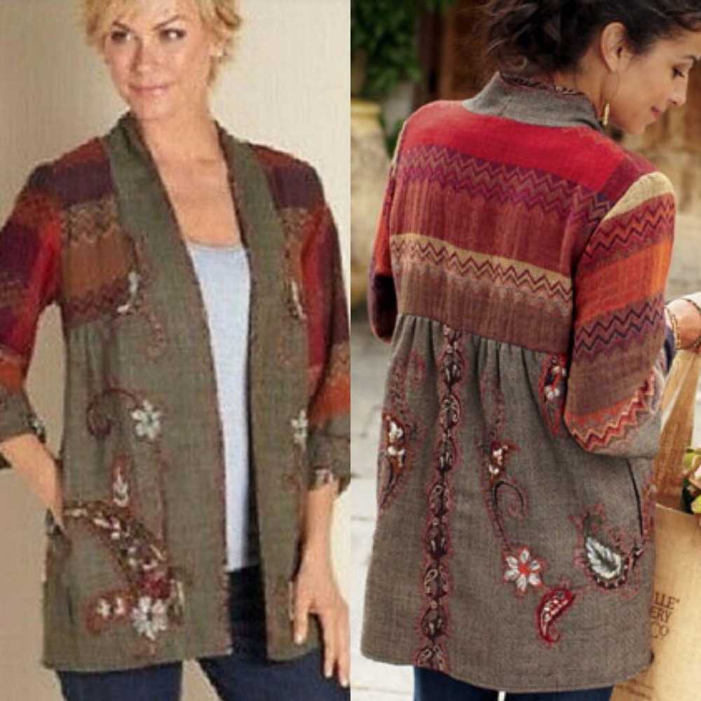 Soft Surroundings Izmir Topper Wool Embroidered P… - image 2