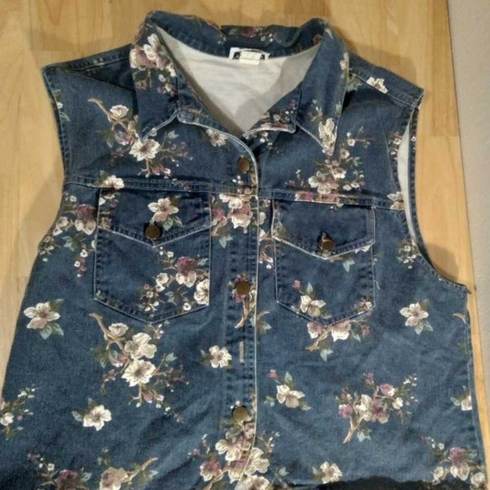 Vintage Venice Blues Floral Blossoms Denim Jean V… - image 1