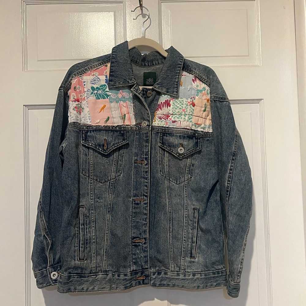 Denim jacket with vintage hand quilted detail - image 1