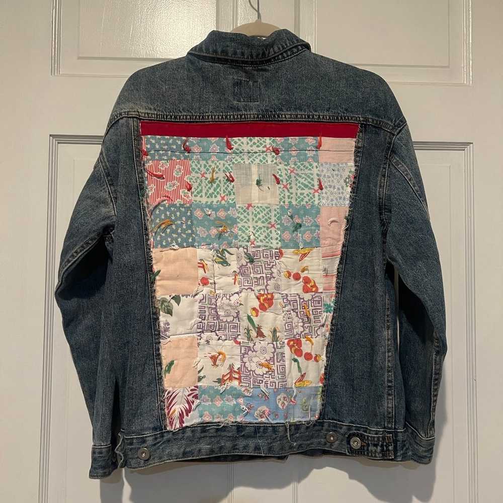 Denim jacket with vintage hand quilted detail - image 2