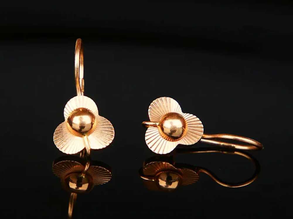 1977 Soviet Russian Earrings solid 14 K Rose Gold… - image 2