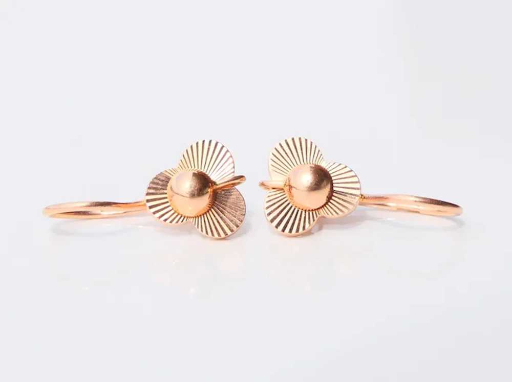 1977 Soviet Russian Earrings solid 14 K Rose Gold… - image 7