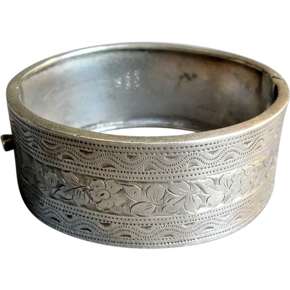 Antique English Sterling Silver Bangle Bracelet - image 1