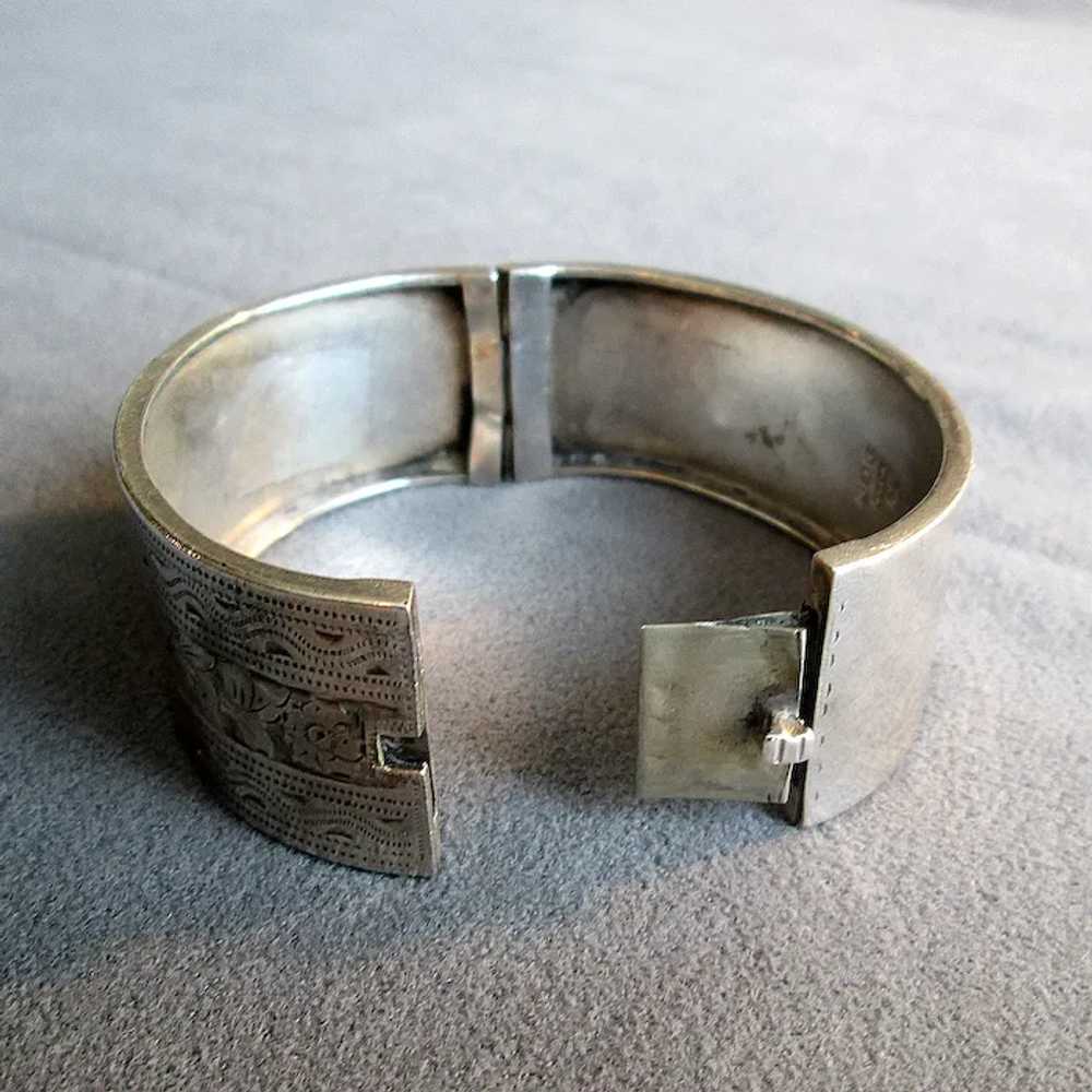 Antique English Sterling Silver Bangle Bracelet - image 3