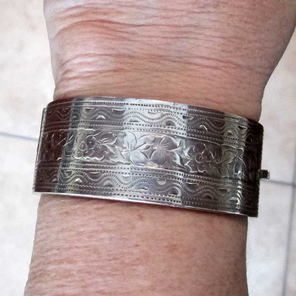 Antique English Sterling Silver Bangle Bracelet - image 9