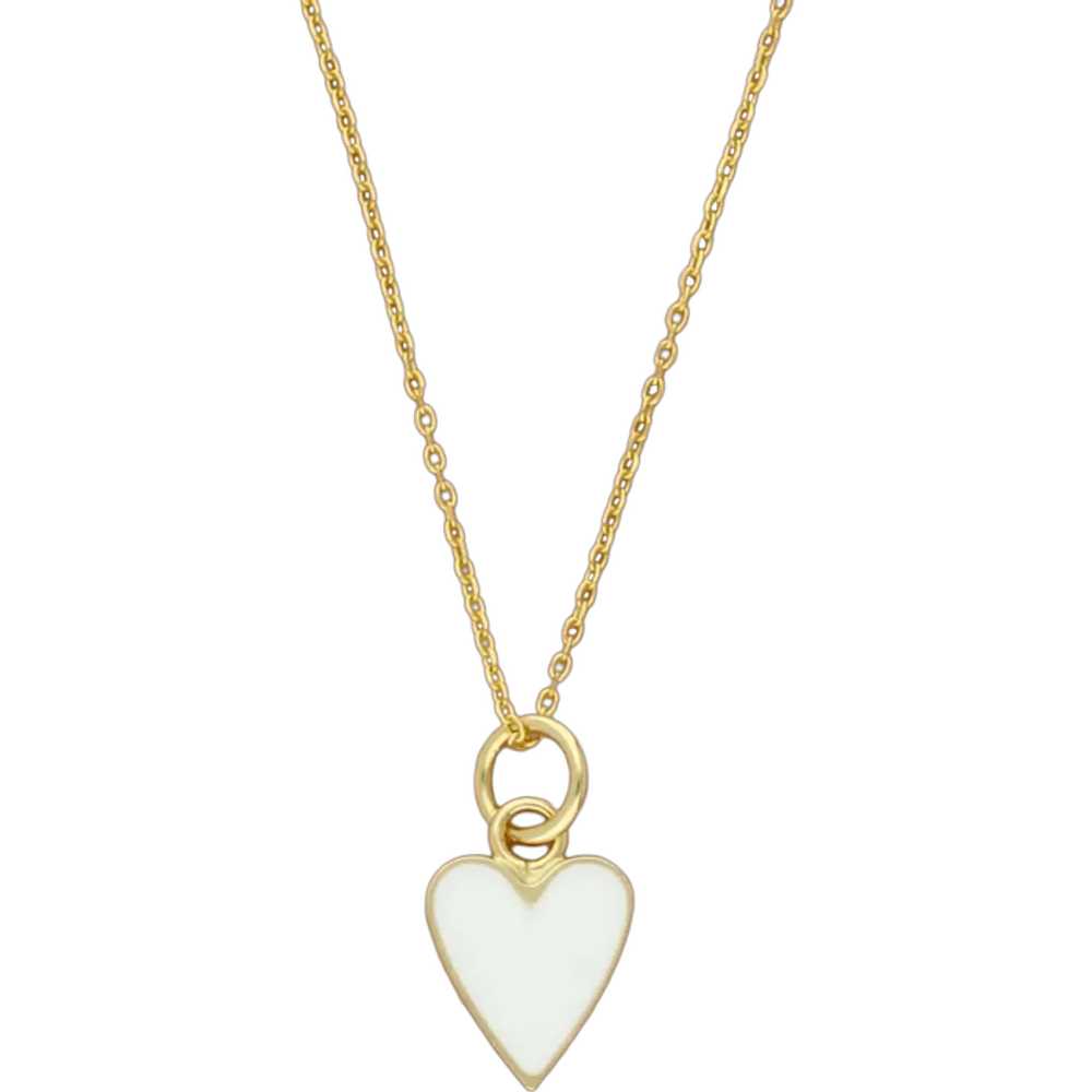 Bony Levy 14k Yellow Gold White Enamel Heart Pend… - image 1