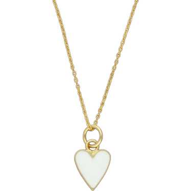 Bony Levy 14k Yellow Gold White Enamel Heart Pend… - image 1