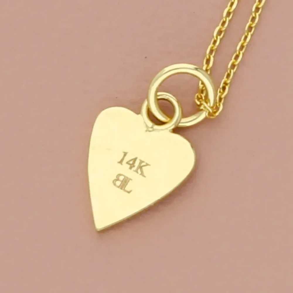 Bony Levy 14k Yellow Gold White Enamel Heart Pend… - image 3