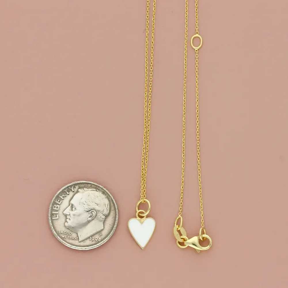 Bony Levy 14k Yellow Gold White Enamel Heart Pend… - image 4