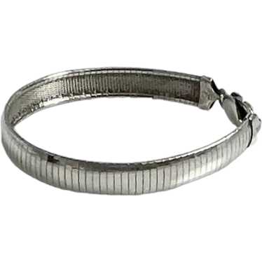 Wide Sterling Silver Omega Bracelet Italian 10mm - image 1