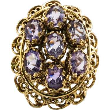 Natural Amethyst Ring 14K Gold Cocktail Vintage Es