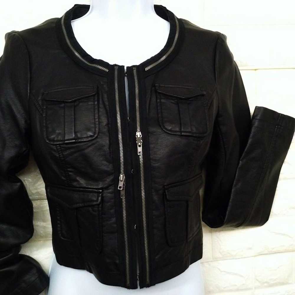 Vintage Y2K G by Guess Vegan Pleather Crop Moto J… - image 3