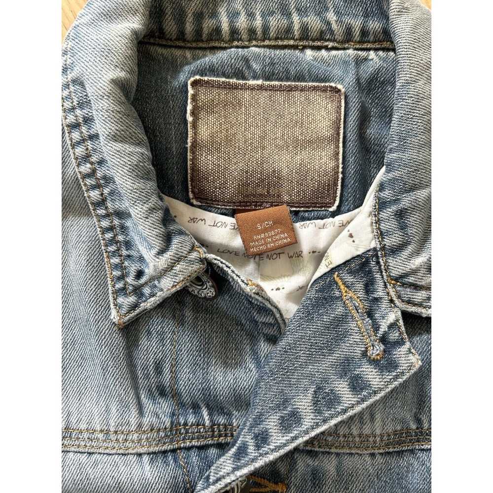 ARIZONA Crop Trucker Jacket Distressed Blue Denim… - image 2