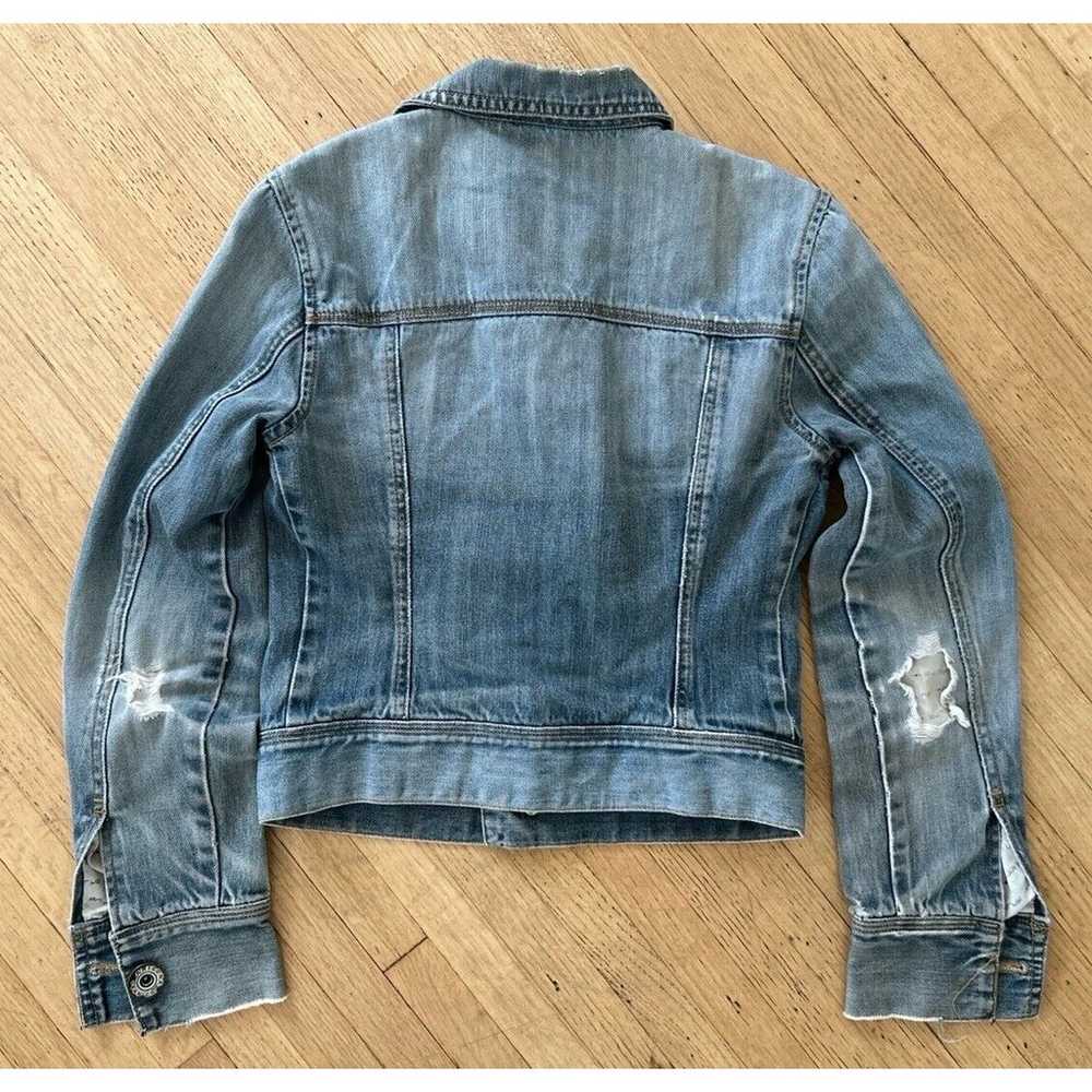 ARIZONA Crop Trucker Jacket Distressed Blue Denim… - image 4