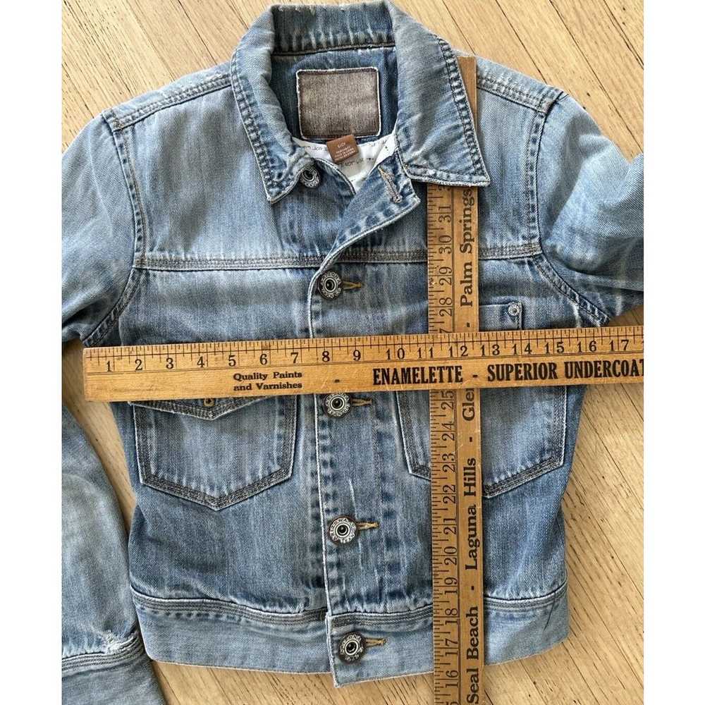 ARIZONA Crop Trucker Jacket Distressed Blue Denim… - image 5