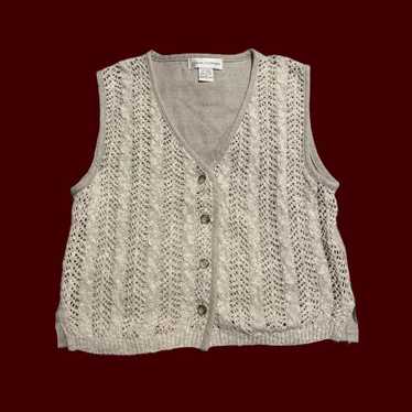 Vintage 90s Crochet Knit Crop Vest Women's Small B