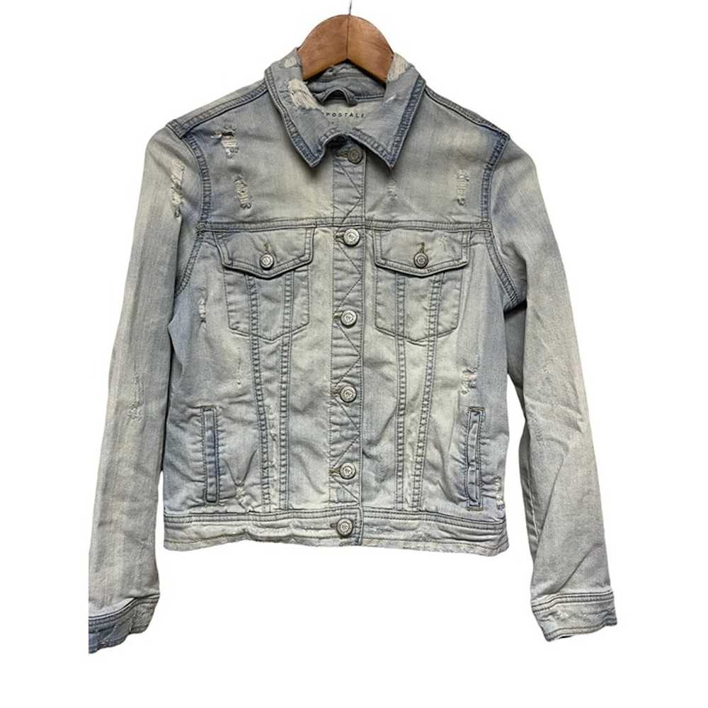 Aeropostale Denim Blue Jean Distressed Jacket Wom… - image 1