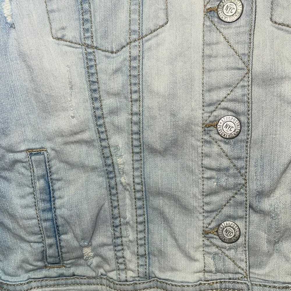 Aeropostale Denim Blue Jean Distressed Jacket Wom… - image 2