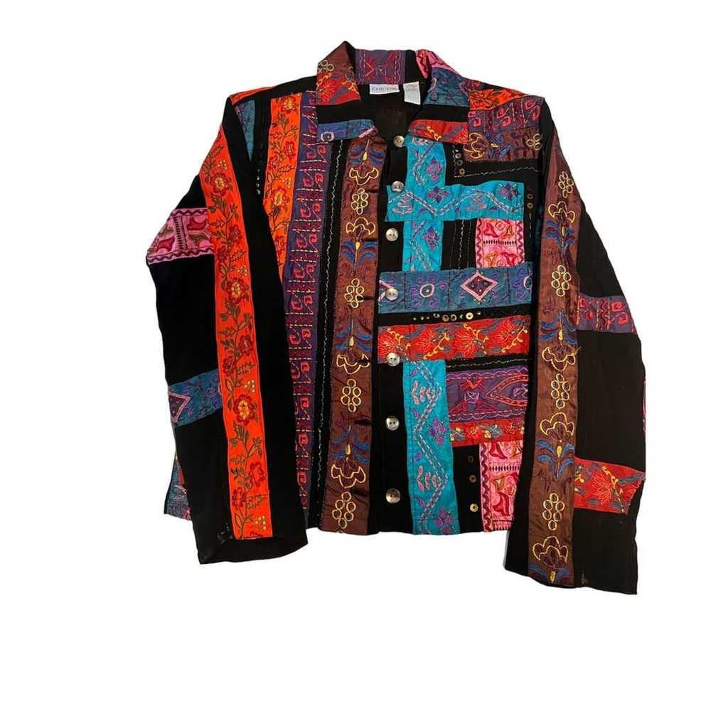 Vintage Chicos Patchwork Jacket Size Small (4) - image 1