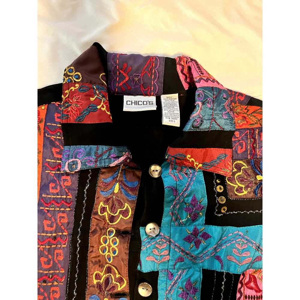 Vintage Chicos Patchwork Jacket Size Small (4) - image 4