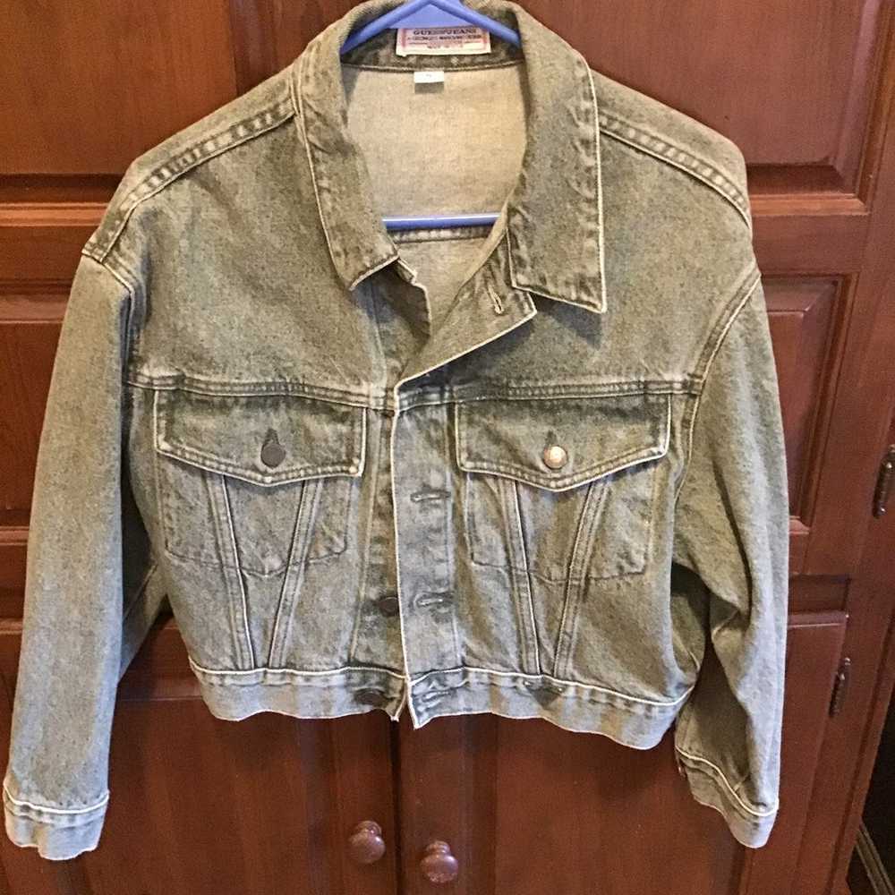 Vtg GUESS JEANS Celery Green Jean Jacket - image 1