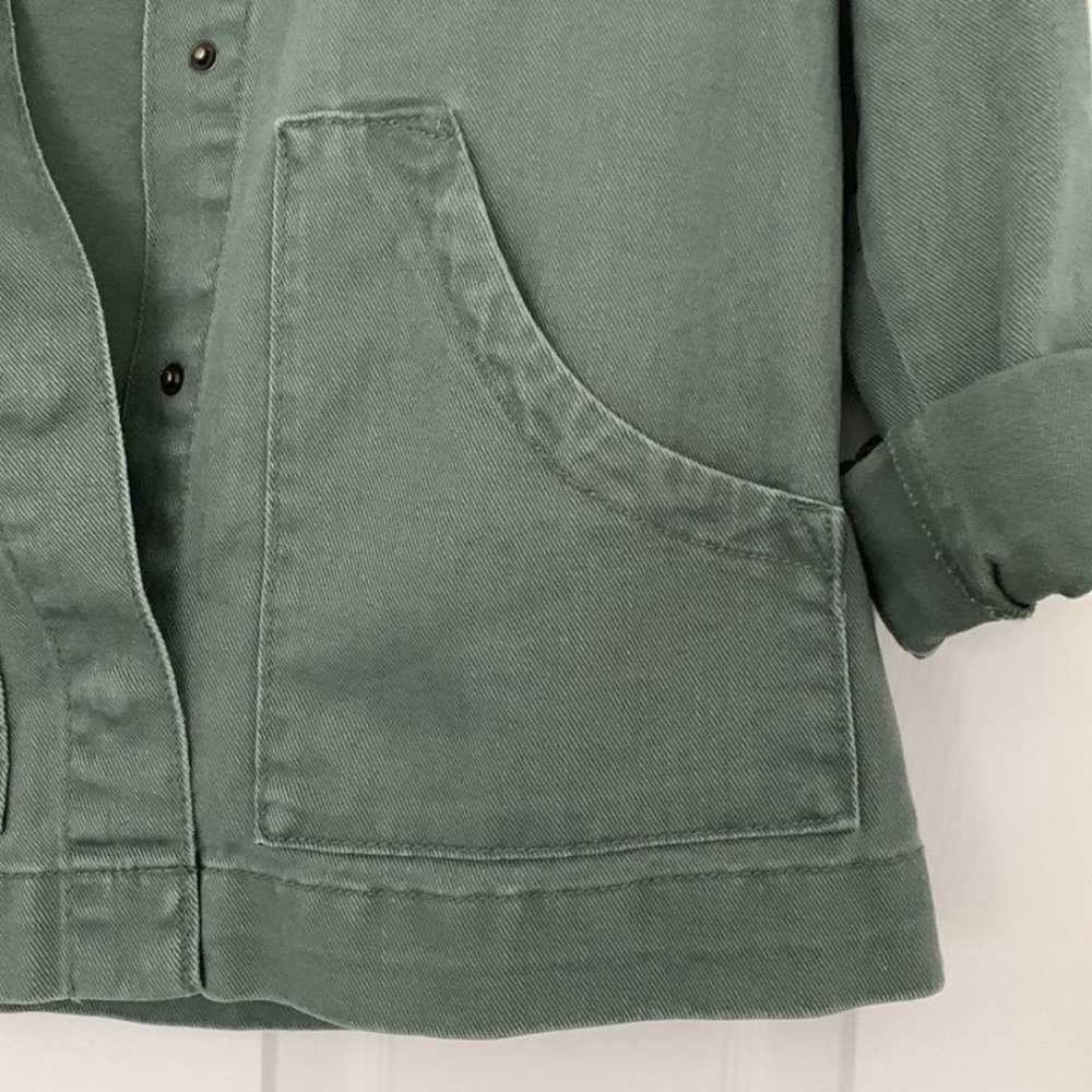 DENIM UTILITY JACKET ARMY GREEN POCKETS - image 3