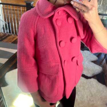 ESPRIT Vintage Pink Wool Cropped Pea Coat Swing J… - image 1