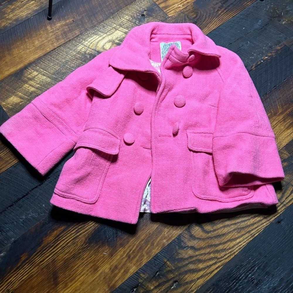 ESPRIT Vintage Pink Wool Cropped Pea Coat Swing J… - image 4