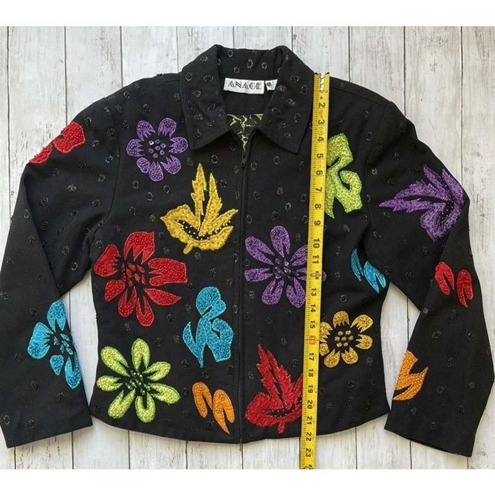 Anage Jacket Women's Small Black Vintage Floral B… - image 4