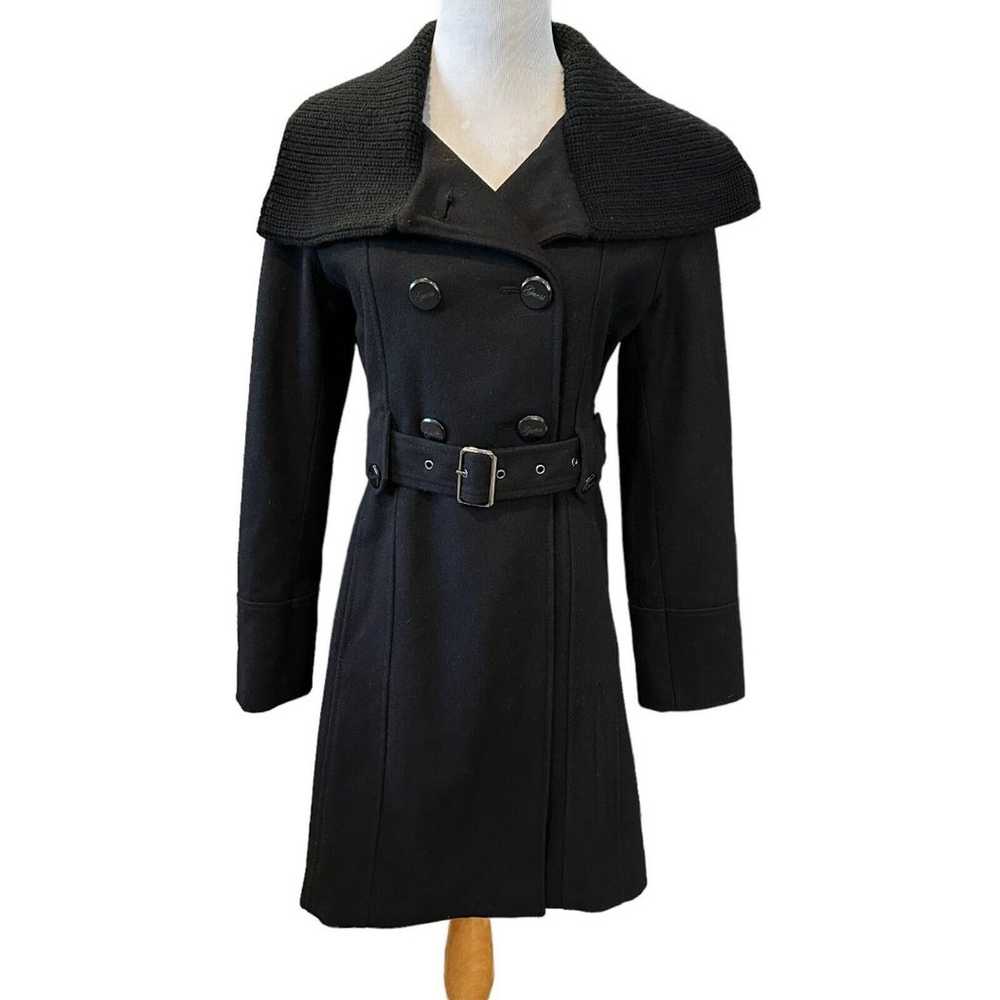 GUESS Women's Black Wool Blend Button & Belt Fitt… - image 1