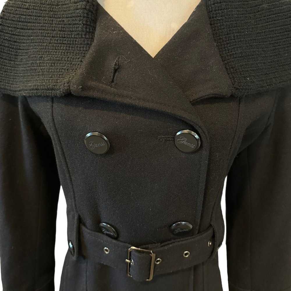 GUESS Women's Black Wool Blend Button & Belt Fitt… - image 4