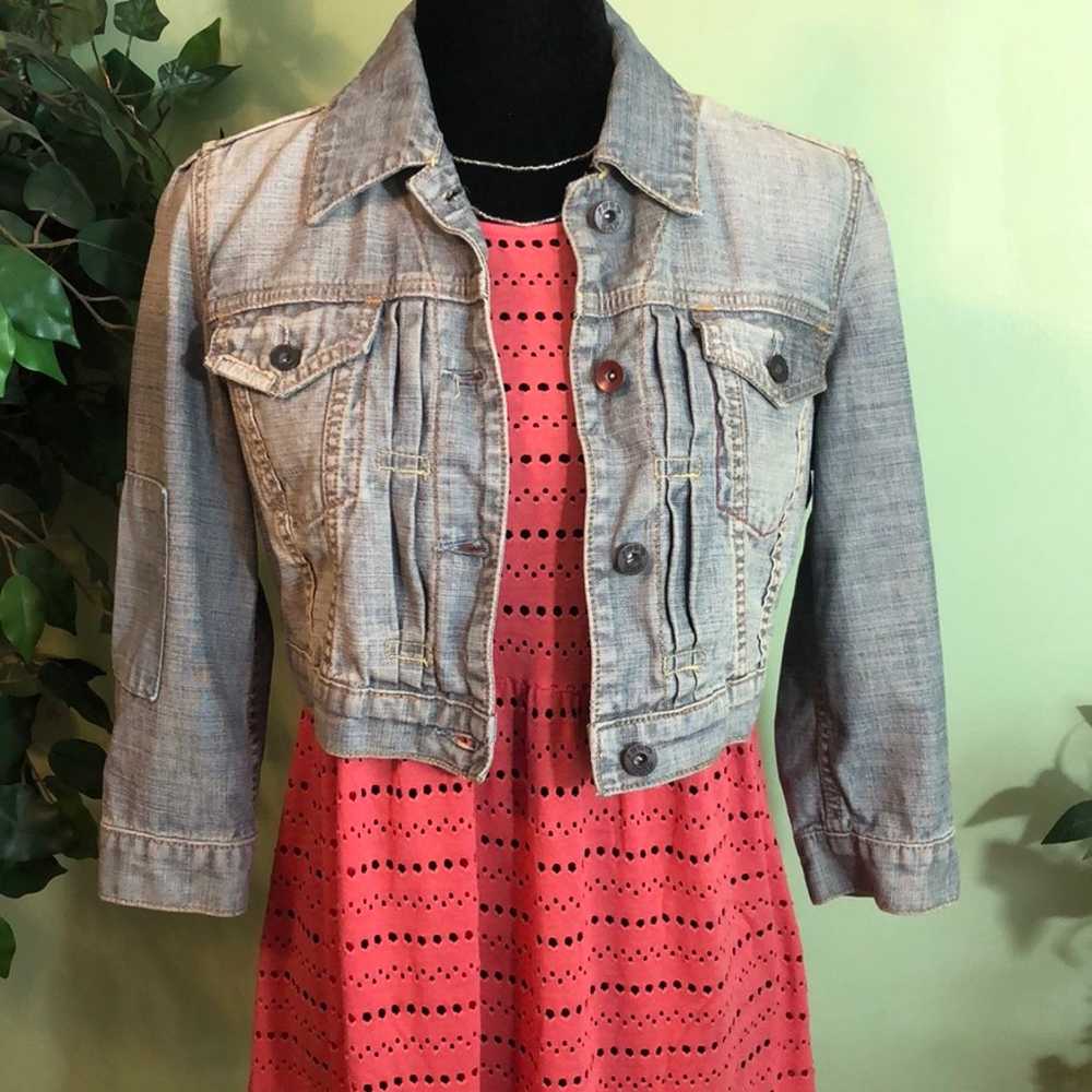 Vintage Gap (RED) Gen X cropped denim jacket size… - image 1