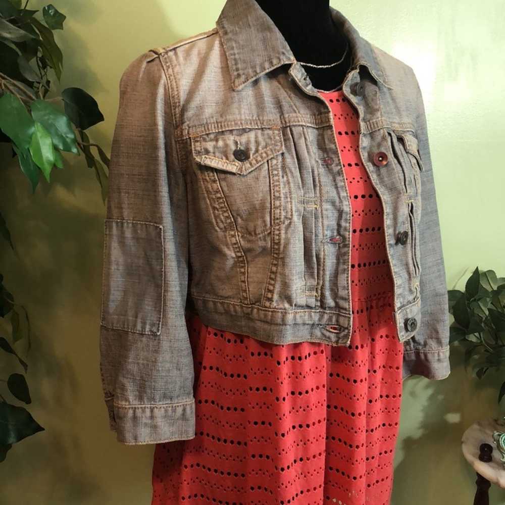 Vintage Gap (RED) Gen X cropped denim jacket size… - image 2