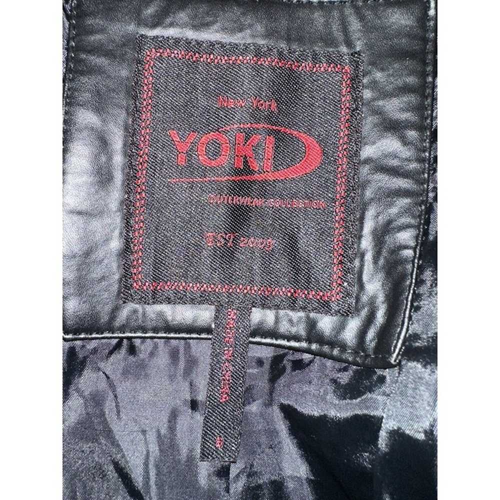 YOKI Women Black Quilted Faux Leather Motorcycle … - image 6