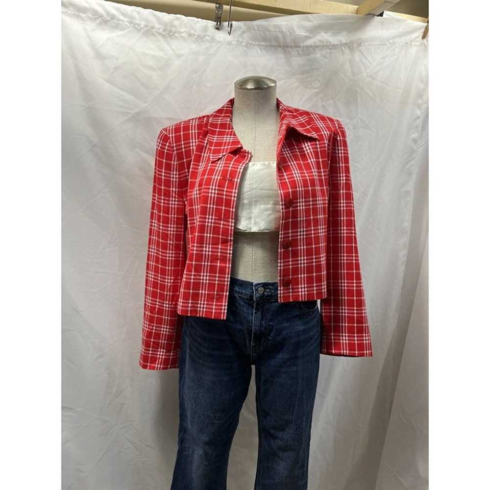 Pendleton ~ Vintage 90s Red & White Plaid Cropped… - image 12