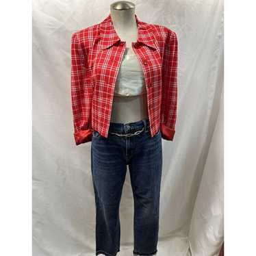 Pendleton ~ Vintage 90s Red & White Plaid Cropped… - image 1