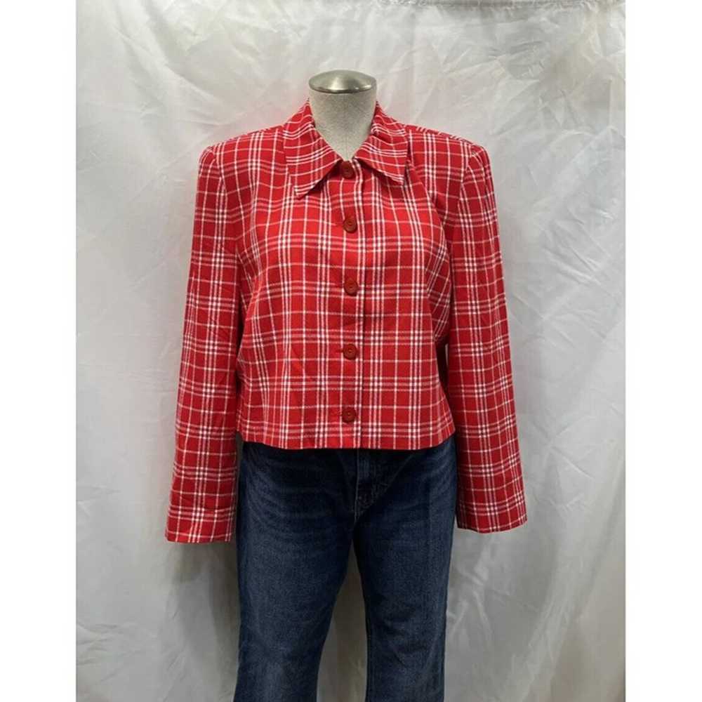 Pendleton ~ Vintage 90s Red & White Plaid Cropped… - image 2