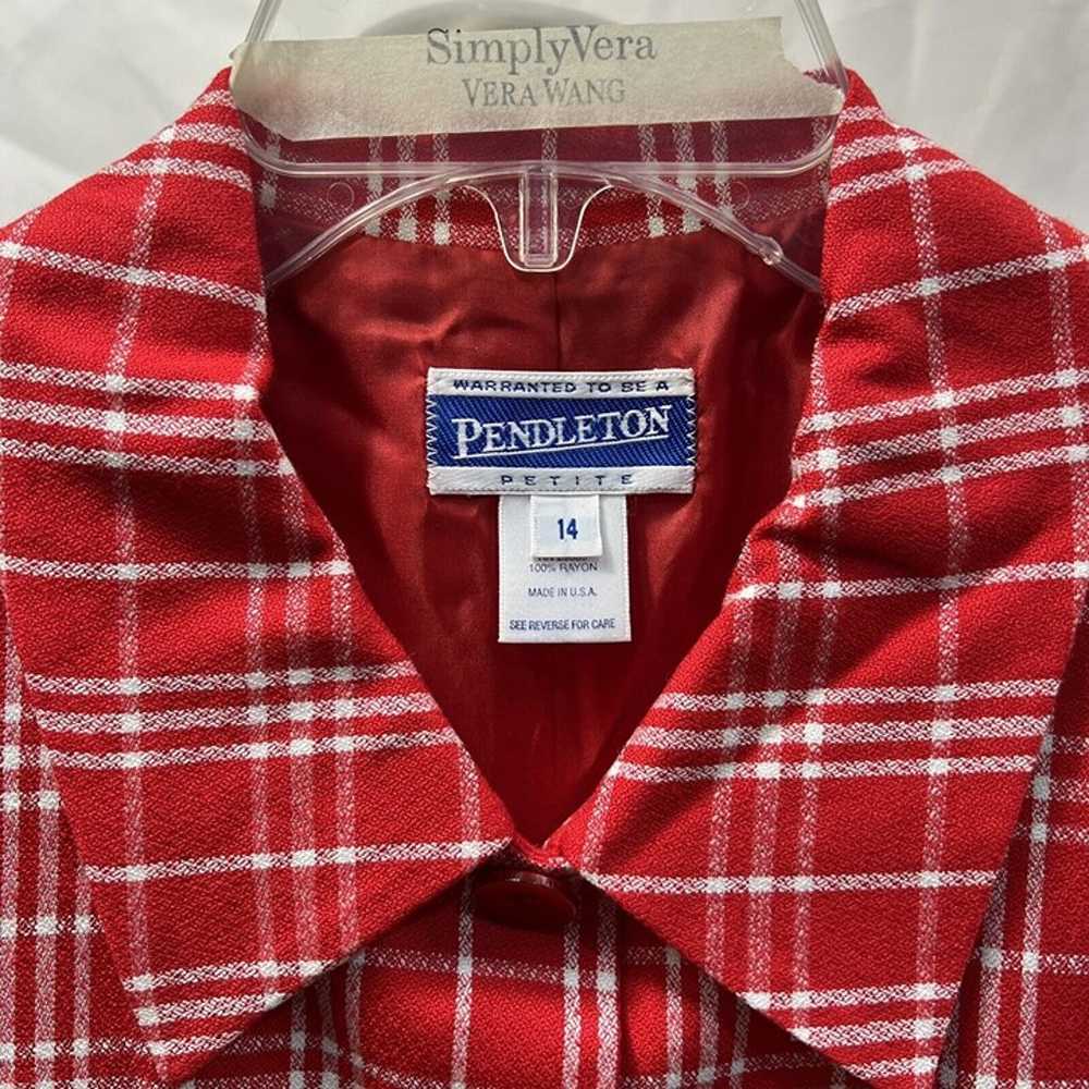 Pendleton ~ Vintage 90s Red & White Plaid Cropped… - image 3